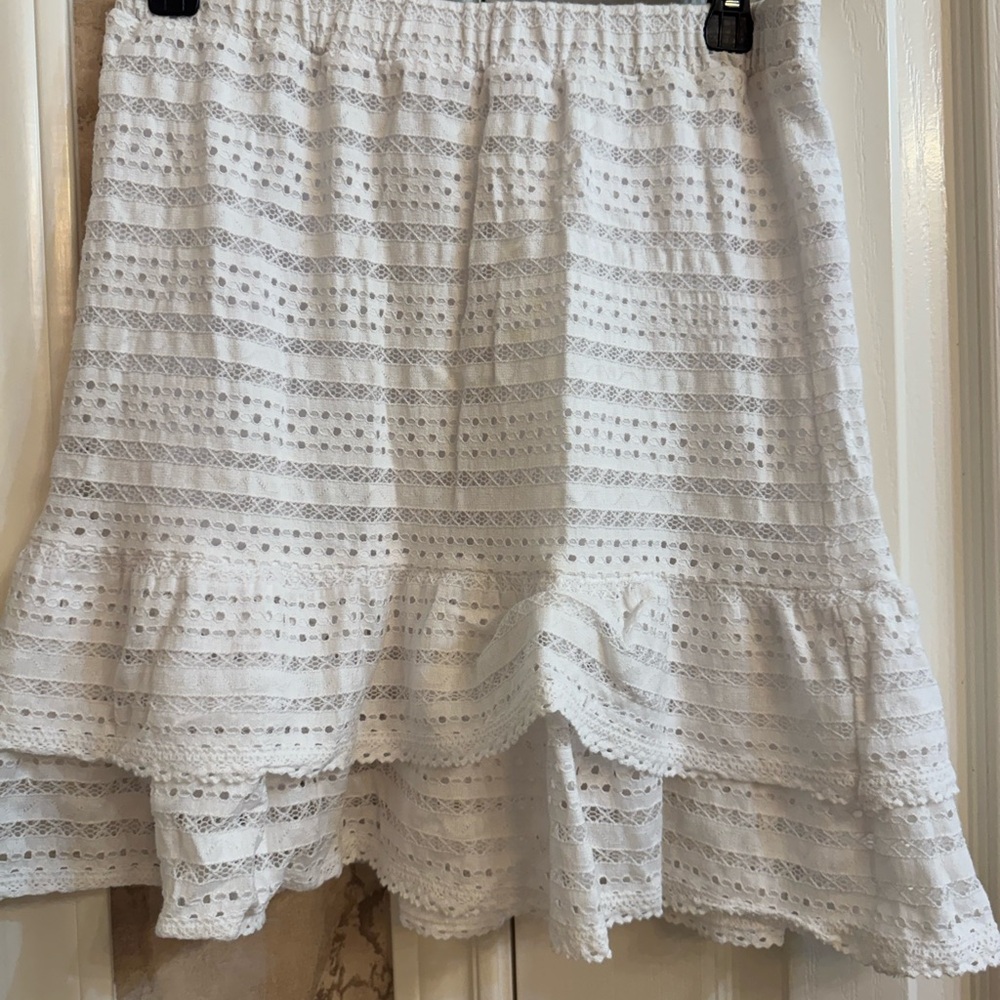 Michael Kors White Eyelet Tiered Ruffle Skirt
